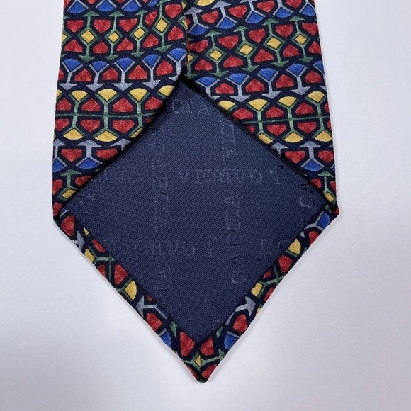 J Garcia Collectors Edition Tie 100%‎ Silk Necktie Geometric Classic Red Blue - Picture 3 of 6